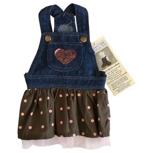 East Side Collection Sequin Denim Dog Dress Brown Pink Size XS